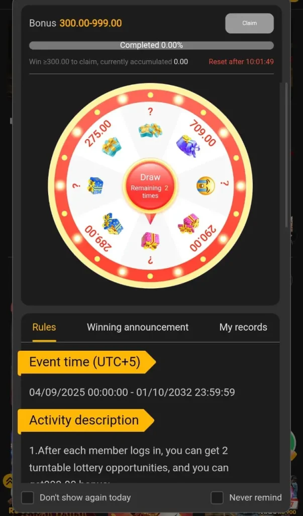 daily spins x 666 game